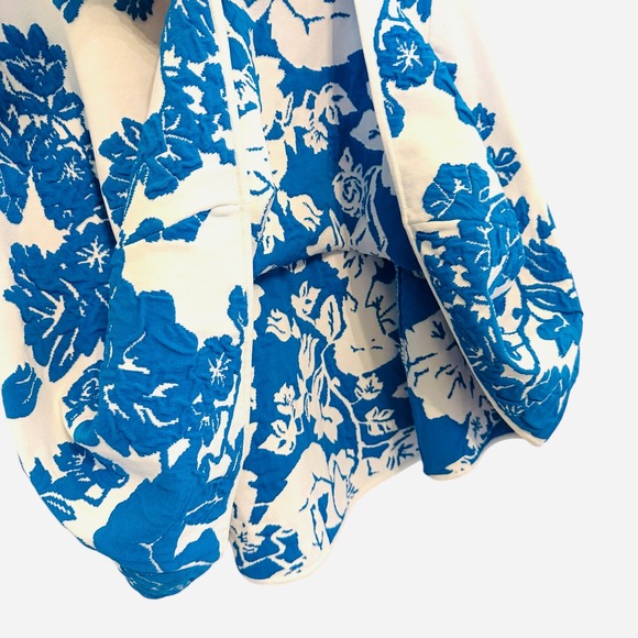 Milly Floral Jacquard Floral Fit Flare Dress Small Blue White Sleeveless Knit - Picture 6 of 15